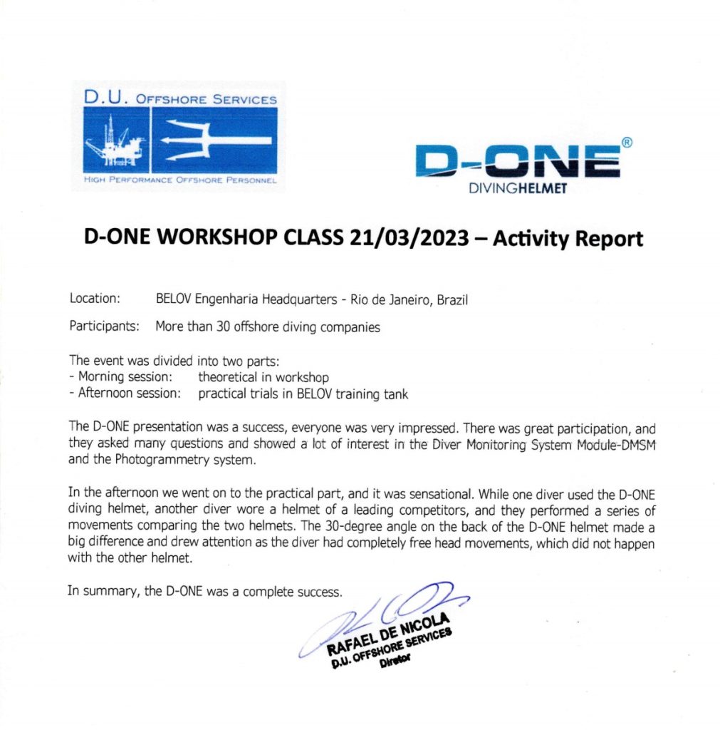 D-ONE Worshop Class 21-03 -2023 -Report